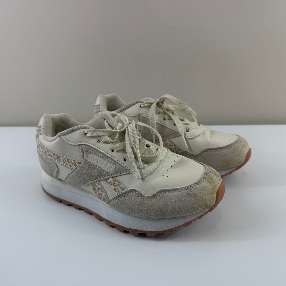 Reebok Beige and Gray Sneakers with Cheetah Pattern Accents‎ Sz 3 - Picture 3 of 13